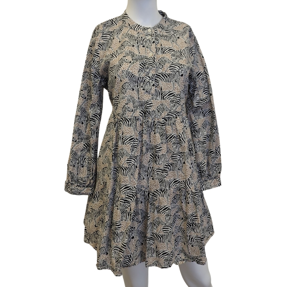 J Crew Animal Print Tiered Dress size M